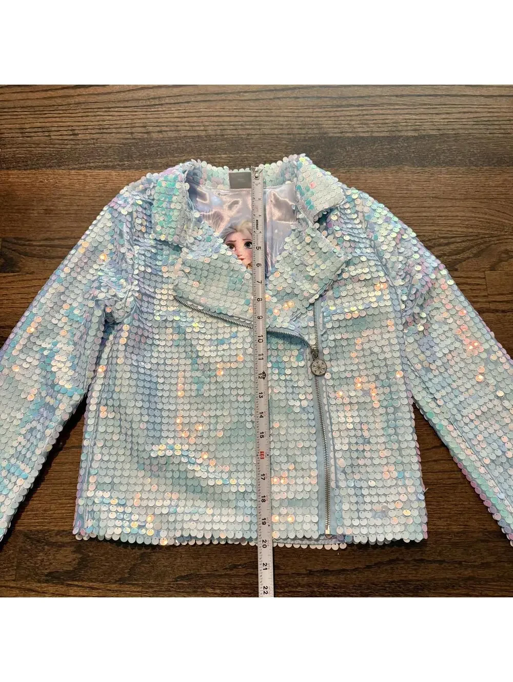 Disney Frozen II Elsa Iridescent Sequin Girls Jacket Size Large 10-12